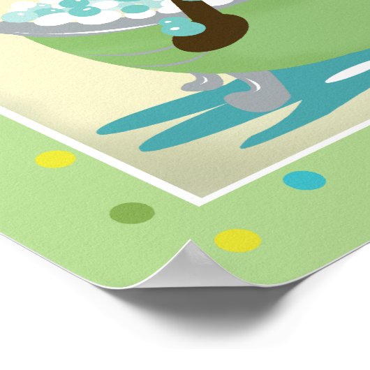 モンキーインバスタブのバスルームプリント- Dark Brown ポスター (角)