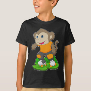 モンキーインラインスケートで滑るローラースケート Tシャツ
