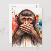モンキーウォーター話カラーNo Evil Art ポストカード (正面/裏面)
