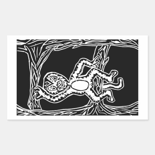 モンキーウッドプリント 長方形シール (正面)