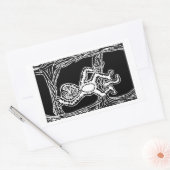 モンキーウッドプリント 長方形シール (封筒)