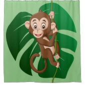 モンキーオンつる植物デザインシャワーカーテン シャワーカーテン (正面)