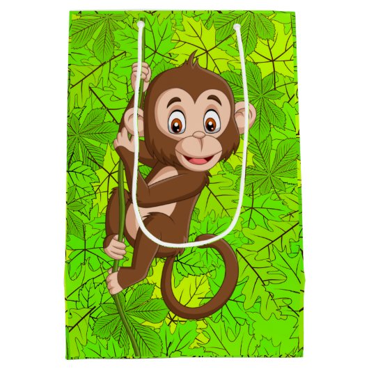 モンキーオンつる植物デザイン抱き枕 ミディアムペーパーバッグ (裏面)