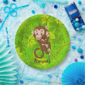 モンキーオンつる植物デザイン紙プレート ペーパープレート (パーティー)