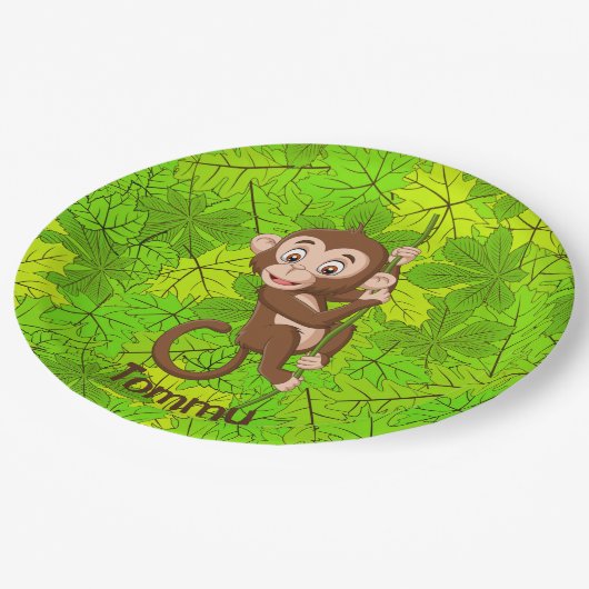 モンキーオンつる植物デザイン紙プレート ペーパープレート (アングル)