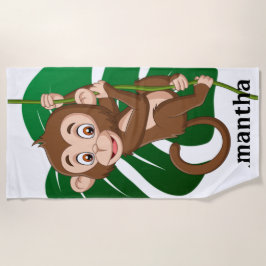 モンキーオンザつる植物デザインビーチタオル ビーチタオル