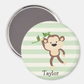 モンキーオンパステルグリーンストライプズ マグネット (正面/裏面)