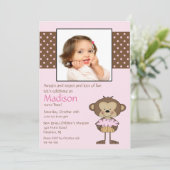 モンキーカップケーキフォト誕生日招待状 招待状 (スタンド正面)