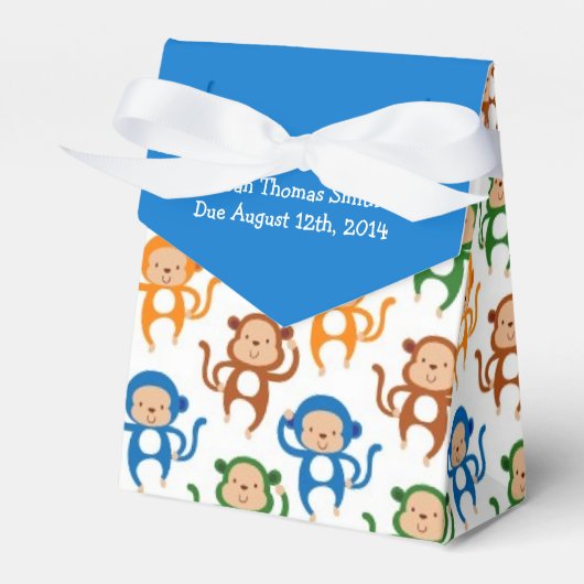 モンキーカラフルテーマベビーシャワー フェイバーボックス (正面サイド)