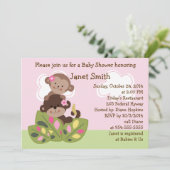 モンキーガールズシスタズベビーシャワー招待状 招待状 (スタンド正面)