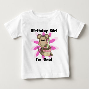 モンキーガール1st誕生日Tシャツとギフト ベビーTシャツ