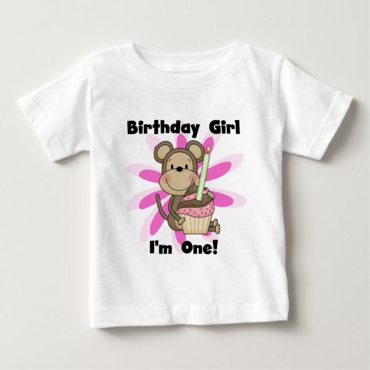 モンキーガール1st誕生日Tシャツとギフト ベビーTシャツ (正面)