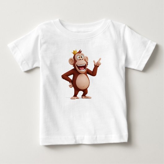 モンキーキングのキャラクターが指を上げている ベビーTシャツ (正面)
