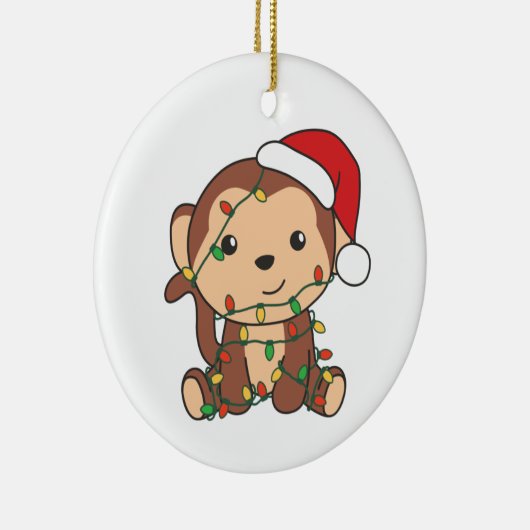 モンキークリスマスウィンターアニマルサル セラミックオーナメント (右)