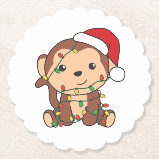 モンキークリスマスウィンターアニマルサル ペーパーコースター (正面)