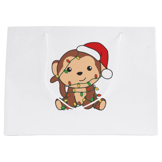 モンキークリスマスウィンターアニマルサル ラージペーパーバッグ (正面)