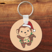 モンキークリスマスウィンターアニマルズキーチェーン キーホルダー (正面)
