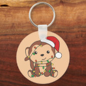 モンキークリスマスウィンターアニマルズキーチェーン キーホルダー (正面)