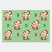 モンキークリスマスウィンターアニマルズホリデーモンキー ラッピングペーパーシート (正面3)