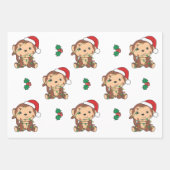 モンキークリスマスウィンターアニマルズホリデーモンキー ラッピングペーパーシート (正面2)