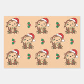 モンキークリスマスウィンターアニマルズホリデーモンキー ラッピングペーパーシート (正面)