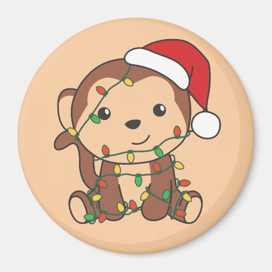 モンキークリスマスウィンターアニマルズモンキーマグネット マグネット (正面)