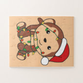 モンキークリスマスウィンターアニマルモンキージグソープズ ジグソーパズル (横)