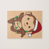 モンキークリスマスウィンターアニマルモンキージグソープズ ジグソーパズル (横)
