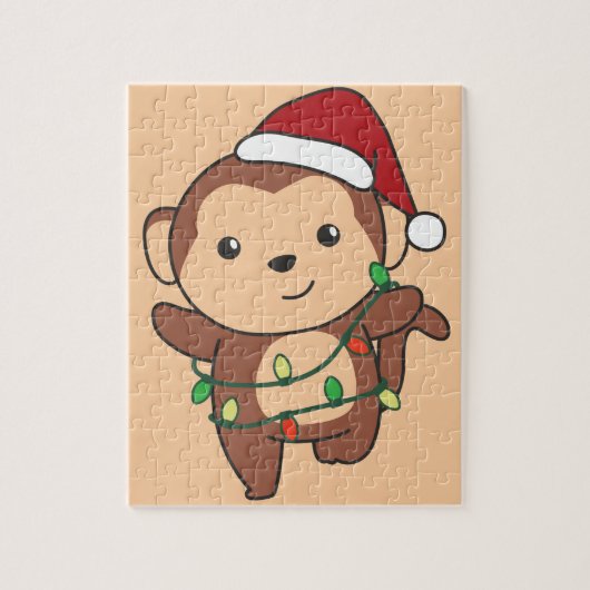 モンキークリスマスウィンターアニマルモンキージグソープズ ジグソーパズル (縦)