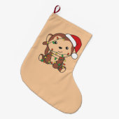 モンキークリスマスウィンターアニマルモンキーラージチャリ ラージクリスマスストッキング (正面 (吊り時))