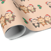 モンキークリスマスクリスマスアニマルかわいいサル ラッピングペーパー (ロールコーナー)