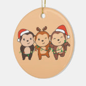 モンキークリスマスクリスマスアニマルかわいいモンキーピース セラミックオーナメント (左)