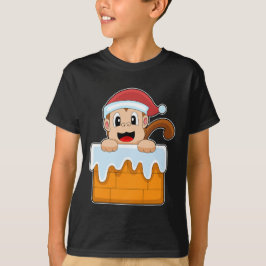 モンキークリスマスサンタハット Tシャツ