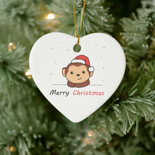 モンキークリスマススノーアニマルサル セラミックオーナメント (ツリー)