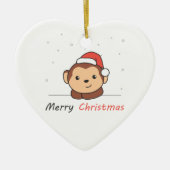 モンキークリスマススノーアニマルサル セラミックオーナメント (正面)