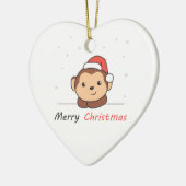 モンキークリスマススノーアニマルサル セラミックオーナメント (左)