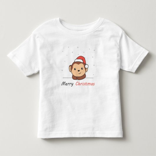 モンキークリスマススノーアニマルサル トドラーTシャツ (正面)