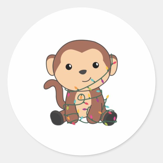 モンキークリスマススノーアニマルサル ラウンドシール (正面)