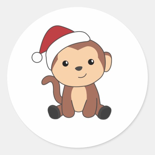 モンキークリスマススノーアニマルサル ラウンドシール (正面)