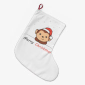 モンキークリスマススノーアニマルサル ラージクリスマスストッキング (正面 (吊り時))