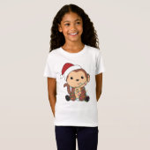 モンキークリスマススノーアニマルサル Tシャツ (正面フル)