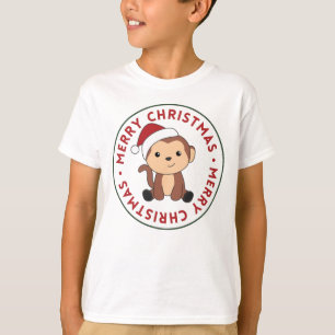 モンキークリスマススノーアニマルサル Tシャツ