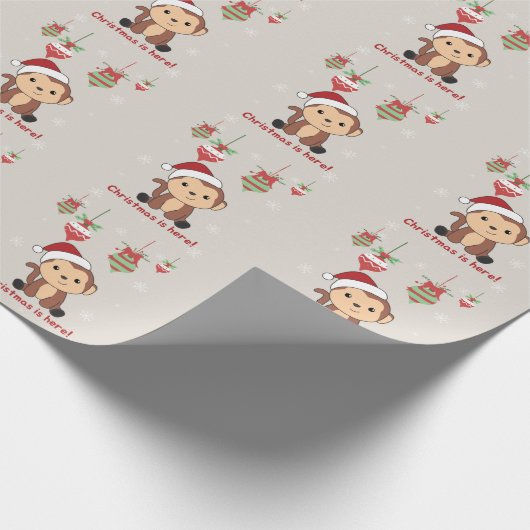 モンキークリスマススノーウィンターアニマルズラッピング ラッピングペーパー (角)