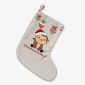 モンキークリスマススノーウィンターアニマルモンキースモール スモールクリスマスストッキング (正面 (吊り時))