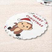 モンキークリスマススノーウィンターアニマルモンキーズ紙 ペーパーコースター (アングル)