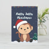 モンキークリスマススノーウィンターアニマルモンキーホリッド シーズンカード (スタンド正面)