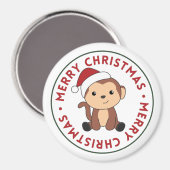 モンキークリスマススノーウィンターアニマルモンキーマグネ マグネット (正面/裏面)