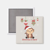 モンキークリスマススノーウィンターアニマルモンキーマグネ マグネット (正面/裏面)