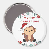 モンキークリスマススノーウィンターアニマルモンキーマグネ マグネット (正面/裏面)