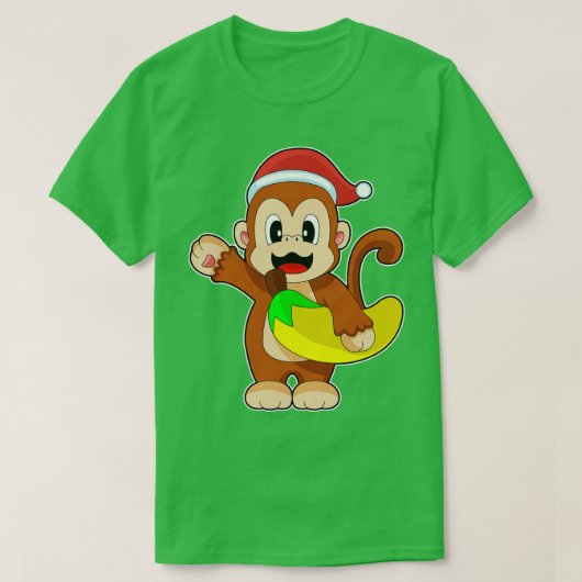 モンキークリスマスバナナ Tシャツ (デザイン正面)